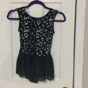Dance Leotard Black with silver hearts never worn
